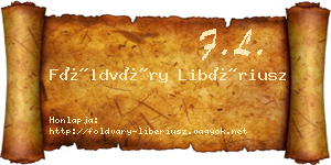 Földváry Libériusz névjegykártya